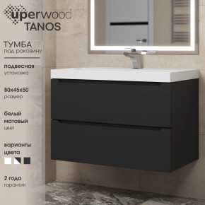Тумба под раковину Uperwood Tanos 80 см, подвесная, черная матовая в Губкинском - gubkinskiy.mebel24.online | фото 3
